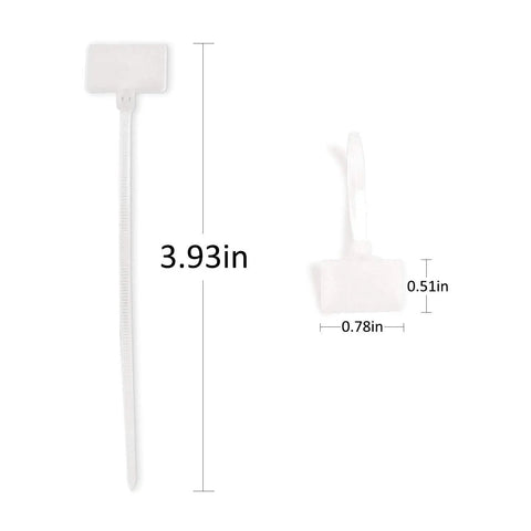 Slick Self Locking Nylon Cable Marker Ties Featuring A Bulk Pack Of 200 White Write On Wire Labels dimensions 3.93x0.51in