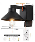 Outdoor Wall Sconce With Built In GFCI Outlets No Fuss Waterproof Aluminum Exterior Lighting For Porch Patio Front Yard Black