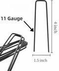 Heavy Duty 4 Inch Black Galvanized Landscape Staples 25 Pack 11 Gauge U Shaped Ground Stakes Anti Rust for Weed Barrier Irrigation