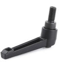 Heavy Duty Kickass M8 Clamping Lever With No Sweat Push Button Adjustments And Ratchet Locking Adjustable Handle For Machine Tooling and Professional Workshop Mods side view of black alloy lever with threaded pin