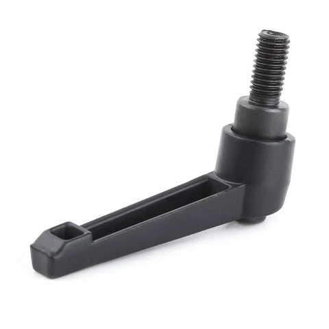 Heavy Duty Kickass M8 Clamping Lever With No Sweat Push Button Adjustments And Ratchet Locking Adjustable Handle For Machine Tooling and Professional Workshop Mods side view of black alloy lever with threaded pin