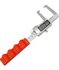 Digital Disc Brake Rotor Caliper with Large LCD Screen featuring a red grip and LCD display for precise measurement.