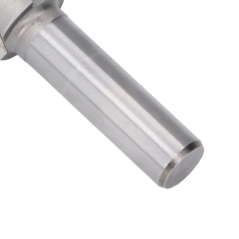 Close-up of Super Cool Thonlai Arc Bending Router Bit With 1/2 Inch Shank showing sharp flutes and durable metal design.