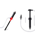 Two-Piece Fluid Transfer Pump Set For Gasoline Oil Diesel Kerosene And Water with two pumps and clear tubing for easy liquid handling.