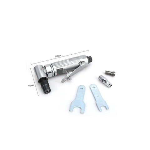 Built Like A Tank Mini Quarter Inch Air Angle Die Grinder 90 Degree Pneumatic Tool Kit with wrenches and connectors.