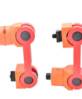 Shop Ready Universal Adjustable Workpiece Stop Positioner For Lathe And Milling Machine Precision Locator Fixture M16 Heavy Hitter No Fuss Locking Tool Jig, red and orange tool jigs shown from the front.