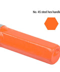 No. 45 steel hex handle with orange plastic grip; close-up view