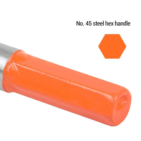 No. 45 steel hex handle with orange plastic grip; close-up view