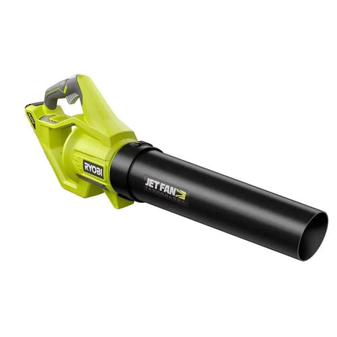 Heavy Duty Cordless Jet Fan Leaf Blower With 500 CFM And 110 MPH Turbo Boost for quick yard cleanup, featuring soft grip handle.