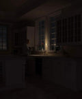 Kitchen scene with Plug In Motion Sensor Night Lights With Adjustable Brightness From 0 To 25 Lumens 2700K Warm White Motion Activated LED illuminating countertop.