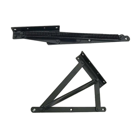 Bench Seat Hinges And Lift Spring Set For Bed Boxes And Chests, Pull Down Storage Lids, Galvanized Steel, 80 Degree Open