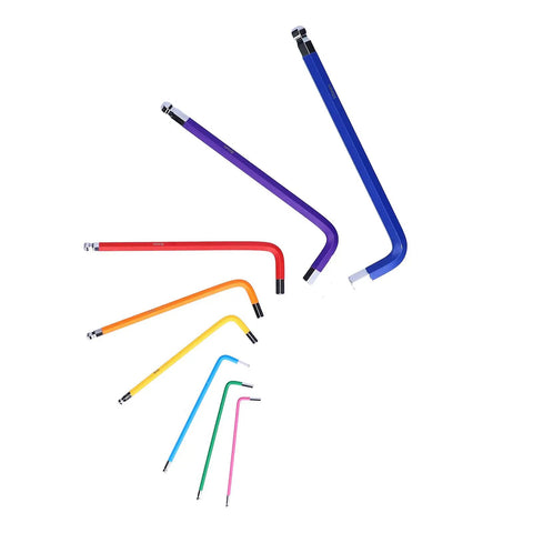 Top Tier 9 Piece Chrome Vanadium Hex Key Wrench Set with Textured Non Slip Grip For Tough Maintenance, Assembly Jobs At Home or Garage, Ball Flat Ends, Color Coded L Keys To Tackle Any Bolt. 9-piece color-coded chrome vanadium hex key set with ball ends