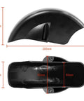 8 Inch Electric Skateboard Front Mudguard Shield, black fender, top and side view