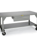 Heavy Duty Rolling Work Bench 3600 Lb Capacity All Welded Steel Workstation with drawer and casters.