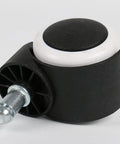 Silent Rollin Office Chair Wheels Heavy Duty Polyurethane Swivel Casters featuring a black and white caster with steel stem.