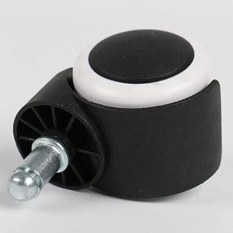 Silent Rollin Office Chair Wheels Heavy Duty Polyurethane Swivel Casters featuring a black and white caster with steel stem.