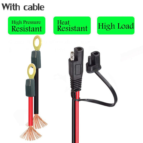 SAE To O Ring Terminal Harness With 15A Fuse, 2 Pin Quick Disconnect Plug Battery Extension Cable, 3.28 Ft 10 AWG Red Black Wires