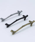 Branch Twig Cabinet Knobs Bronze Zinc Alloy 4 Pcs 96mm Vintage Dresser Drawer Handles in three finishes
