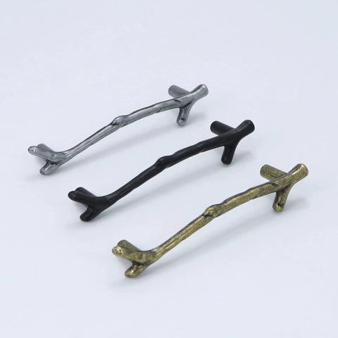 Branch Twig Cabinet Knobs Bronze Zinc Alloy 4 Pcs 96mm Vintage Dresser Drawer Handles in three finishes