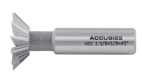 1-3/8 inch cutter from 4-Piece 45 Degree HSS Dovetail Angular Cutter Set Right Hand Weldon Shank For CNC And Manual Milling
