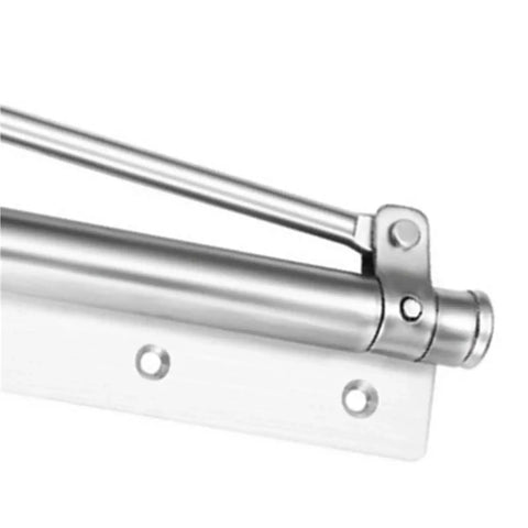Close-up of Adjustable Aluminum Alloy Beefy Heavy Duty Door Closer with Soft Close Spring for Home and Office.