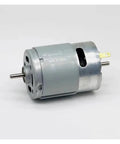 RS-385PH-18100 Mini Dual Shaft DC Motor, 6V-24V, High Speed 6200-24000 RPM, 28mm Size, side view showing shafts and vents