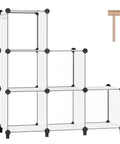 Sixteen Cube Storage Organizer Bookcase Display Shelf With Wooden Mallet Space Saver White Cabinet Storage shown assembled