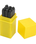 Pro Grade Metal Stamping Kit With Carbon Steel Stamps 3mm Alphabet And Number Punches in a yellow hard case
