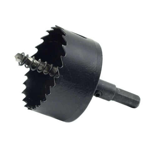 Rannb 70mm hole saw with pilot bit, black metal, triangle shank