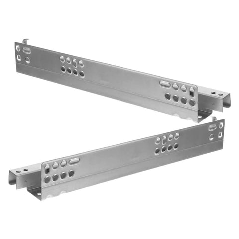 Rock Solid Heavy Duty Bottom Mounted Concealed Drawer Slides 2 Pack Featuring Hella Smooth Glide Action And Top Shelf Durability close-up of steel construction