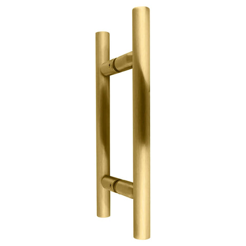 Satin Brass 6 Inch Ladder Style Back To Back Pull Handle For Cabinets And Doors, Three Quarter Inch Diameter, Side View