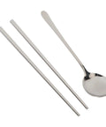 Stainless Steel Travel Utensils Set With Case, Portable Silverware Kit With Chopsticks And Spoon, ideal for outdoor camping.