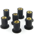 Rubber well nuts with brass threads, part of the Motorcycle Fairing Bolt Kit for CBR1000RR 2006 2007 Body Screws and Fasteners Titanium Finish