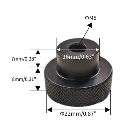 Aluminum Alloy Handwheel 22mm OD With M6 Thread Black Knurling For Precision Slide Displacement Platform Handle CNC Machined