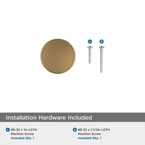Champagne Bronze Cabinet Knob 1-1/4 Inch Diameter For Cabinets And Drawers, Renown Series with installation hardware
