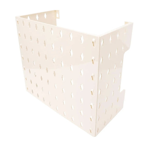Beige wall mounted pegboard kit with adhesive pads for kitchen organization and decoration, PET material