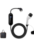 Road Ready Portable EV Charger With 3.5Kw 16A Type 1 J1772 Plug And Play Evse Unit with black cable and white plug.