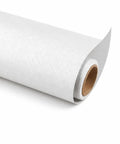 Self Adhesive Wallpaper Roll Subtle Gray Linen Texture Waterproof Vinyl Peel and Stick Film close-up of roll edge.