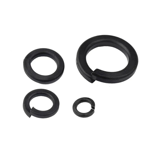 Heavy Duty Lock Washers Set Pro Grade 8.8 Black Carbon Steel Split Spring With Elastic Gasket M2 Through M30 Assortment Including 100 Pcs For M5 Built For Auto Machinery And DIY, black split washers