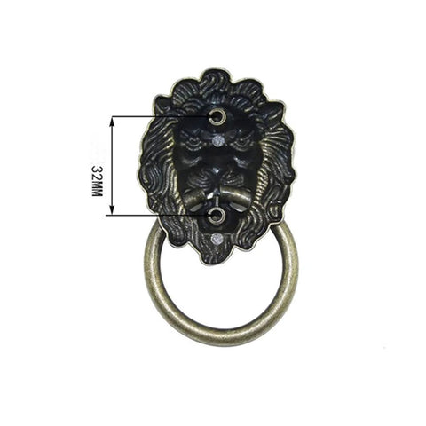 Antique bronze lion head cabinet knob with ring, part of a 4 Pack Lion Head Cabinet Knobs Pulls Handles With Mounting Screws set.