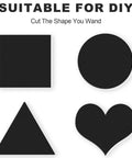 Black foam shapes from Self Adhesive Neoprene Foam Sheets, 5 Pcs, 12 By 8 By 1 Eighth Inch, for DIY projects, featuring square, circle, triangle, and heart.