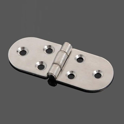 4 Pack 90 Degree Solid Cabinet Hinges With Screws, Flush Mount Stainless Steel Silver Finish, 83mm By 31mm, flat view