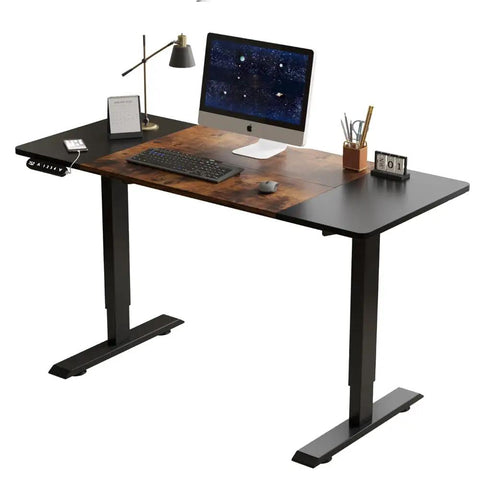 Rocksolid Electric Standing Desk With Solid Steel Frame And Reinforced Double Beams. Perfect 55 Inch Lift Up Computer Table for home office.