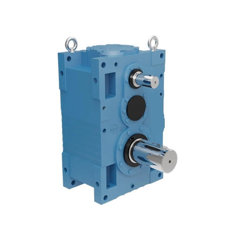 Workhorse Modular Gearbox Reducer Assembly Forged Tough For Pallet Jack Wheel Drives And Commercial Lift Truck Axle Systems Drop In Industrial Upgrade, blue metal construction with two shiny output shafts.