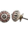 Slick Black Ceramic Cabinet Knobs And Drawer Pulls, Totally Legit 100 Piece Handle Set For Modern Kitchen Or Dresser, Easy Install Flower Design With Solid Rust Free Hardware That Flexes Your Style Straight Up - Close-up view of decorative ceramic knob.