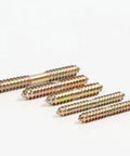 20 Piece Heavy Duty Double End Dowel Screws Iron Threaded Wood Connecting Bolts For Furniture Assembly And Woodworking Projects Tough As Nails Bulletproof Hold 8X60mm set of six dowel screws on white background.