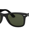 Unisex Wayfarer Style Sunglasses With Low Bridge Fit, Iconic Square Frames, Polarized And Nonpolarized Lenses, UV Protection, Crystal Glass Lenses, Black And G-15 Green, 52mm in black square frame