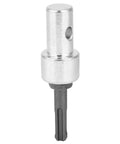 Pro Grade Earth Auger Adapter For Drill, top view of metal post hole digger attachment fitting round shank electric drills.