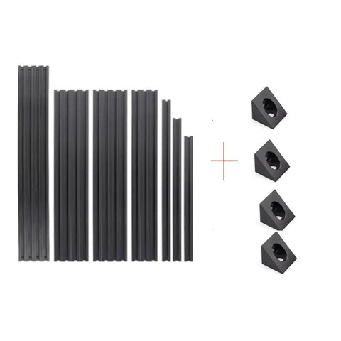 Hella Sturdy 300mm Aluminum Extrusion Frame Kit For Corexy 3D Printers features black anodized rails and brackets.