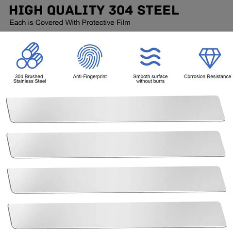 Stainless steel finishing strips set, brushed 304, 12 x 1 x 0.02 in, 5 pcs